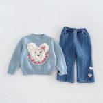【80-130cm】トップスorパンツ 女の子 いぬ ハート デニム - 画像 (13)