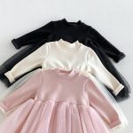 【80-130cm】ワンピース 女の子 無地 チュール 裏起毛 - 画像 (11)