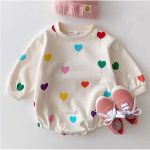【66-90cm】ロンパース ベビー カラフル ハート - 画像 (3)