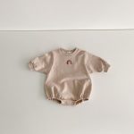 【66-90cm】長袖ロンパース ベビー 韓国風 虹柄 - 画像 (3)