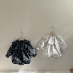 【66-90cm】ロンパース ベビー レトロ 小花柄