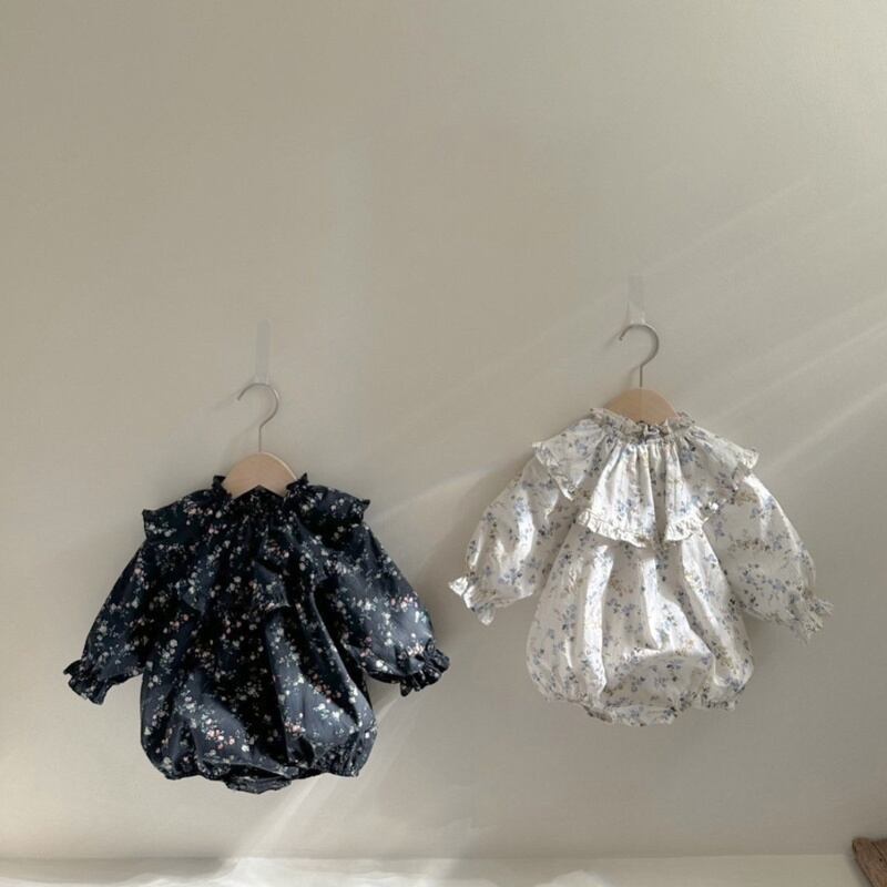 1b41957a0b0d565048ec24b364dd9fff.jpg 【66-90cm】ロンパース ベビー レトロ 小花柄 - 画像 (1)