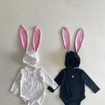 【66-90cm】ロンパース ベビー ハート柄 かわいい
