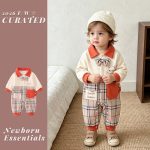【66-90cm】ロンパース ベビー クマ柄 チェック柄 - 画像 (3)