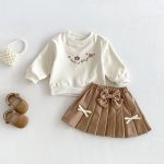 【73-110cm】トップス＆スカート 女の子 花刺繡 おしゃれ　 - 画像 (2)