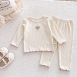 【73-100cm】セットアップ ベビー ハート リブ - 画像 (3)