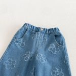 【80-130cm】パンツ 女の子 リボン付き デニム ストレート - 画像 (3)