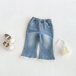 【73-110cm】パンツ 女の子 蝶結び デニム