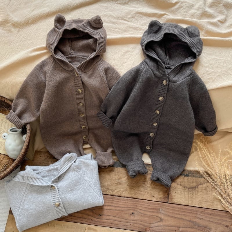 249da8b0440bceacd7fa68a03ecf03ea.jpg 【66-100cm】カバーオール ベビー ニット 長袖 うさ耳 - 画像 (1)