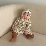 【66-90cm】カバーオール ベビー カラフルリブ ボーダー柄 - 画像 (8)