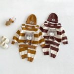 【73-100cm】セットアップ ベビー 可愛い クマ ボーダー - 画像 (2)