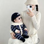 【66-90cm】ロンパース ベビー 暖かい ドッグ ボーダー - 画像 (11)