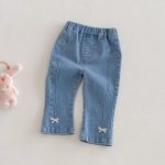 【80-120cm】デニムパンツ 女の子 リボン付き 無地 - 画像 (14)