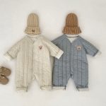 【66-90cm】ロンパース ベビー くま刺繍 中綿 防寒 - 画像 (2)