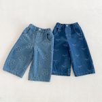 【80-130cm】パンツ 女の子 リボン付き デニム ストレート - 画像 (8)