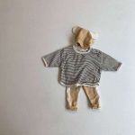 【73-100cm】Tシャツ ベビー 肩ボタン ボーダー柄 韓国風 - 画像 (3)
