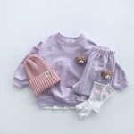 【70-120cm】トップス+パンツ ベビー 熊さん付き 無地 - 画像 (6)