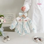 【66-130cm】ロンパースorワンピース ベビー 姉妹服 クマ柄襟 - 画像 (5)