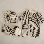 【66-90cm】ロンパース ベビー ワッフル ボーダー - 画像 (5)