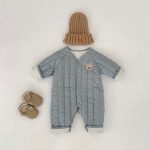 【66-90cm】ロンパース ベビー くま刺繍 中綿 防寒 - 画像 (9)