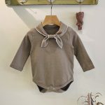 【66-90cm】長袖ロンパース ベビー リボン付き シンプル - 画像 (8)