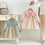 【90-140cm】ワンピース 女の子 フラワー柄 折り襟 - 画像 (7)
