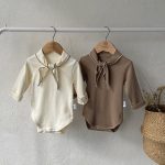 【66-90cm】長袖ロンパース ベビー リボン付き シンプル - 画像 (18)