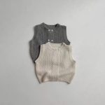 【73-100cm】ベスト ベビー ニット 無地 - 画像 (3)