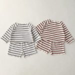 【80-130cm】セットアップ キッズ カジュアル ボーダー - 画像 (3)