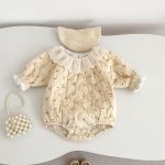 【66-90cm】長袖ロンパース ベビー フリル襟 プリント - 画像 (3)