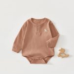 【66-90cm】ロンパース ベビー 馬ロゴ リブ 無地 - 画像 (3)