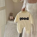 【66-90cm】ロンパース ベビー 暖かい 英字 - 画像 (3)