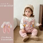 【66-90cm】ロンパース ベビー レイヤード ピンク花 - 画像 (3)