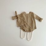 【80-90cm】ロンパース&帽子 ベビー ワッフル ボーダー - 画像 (7)