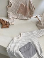 【66-90cm】ロンパース ベビー ボーダー 大容量ポケット付き - 画像 (5)