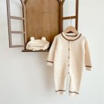 【66-90cm】ロンパース＆帽子 ベビー ボンボン ニット くま - 画像 (7)
