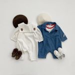 【66-90cm】オールインワン ベビー デニム 折り襟 - 画像 (7)