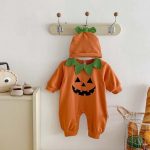 【66-90cm】オールインワン＆帽子 ベビー かぼちゃ ハロウィン - 画像 (8)