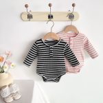 【66-90cm】ロンパース ベビー 長袖 ボーダー カジュアル - 画像 (3)
