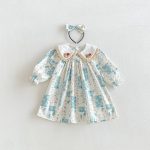 【66-130cm】ロンパースorワンピース ベビー 姉妹服 クマ柄襟 - 画像 (12)