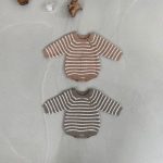 【66-90cm】ロンパース ベビー ボーダー ニット 暖かい - 画像 (5)