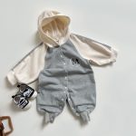 【66-90cm】ロンパース ベビー Mロゴ 帽子付き - 画像 (5)