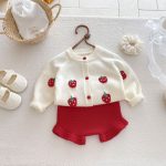 【66-90cm】カーディガン＆レギンス ベビー イチゴ ニット - 画像 (8)