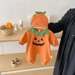 【66-90cm】オールインワン＆帽子 ベビー かぼちゃ ハロウィン - 画像 (4)