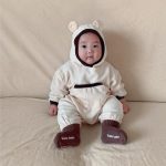 【66-90cm】ロンパース ベビー クマ耳 帽子付き - 画像 (3)