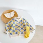 【66-100cm】カーディガンorロンパース ベビー ひまわり柄 ニット - 画像 (8)
