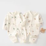 【59-90cm】ロンパース ベビー ナチュラル クマ柄