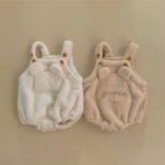 【66-90cm】サロペロンパース ベビー クマ耳 もこもこ - 画像 (2)