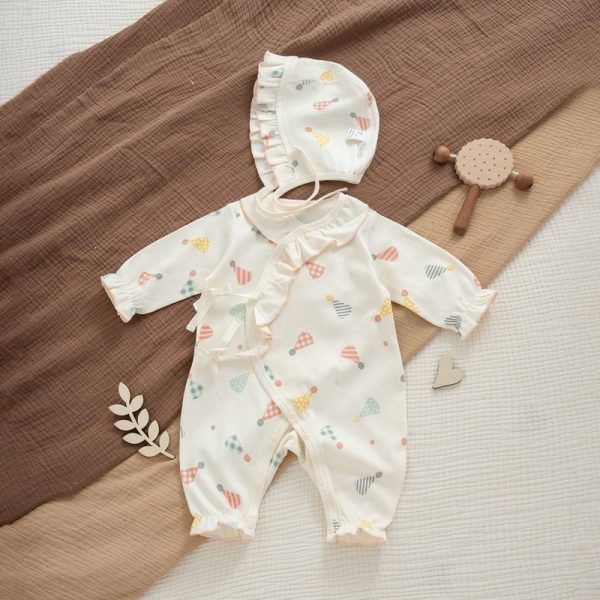 【59-80cm】ロンパース ベビー カラフル 総柄
