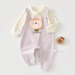 【66-90cm】セットアップ ベビー ドッグ柄 ストライプ - 画像 (3)